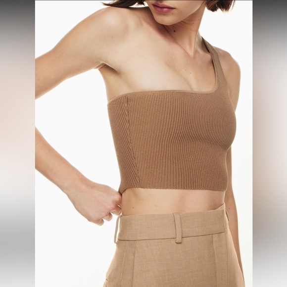 Aritzia- Babaton Sculpt Knit One-Shoulder Top - Picture 2 of 8